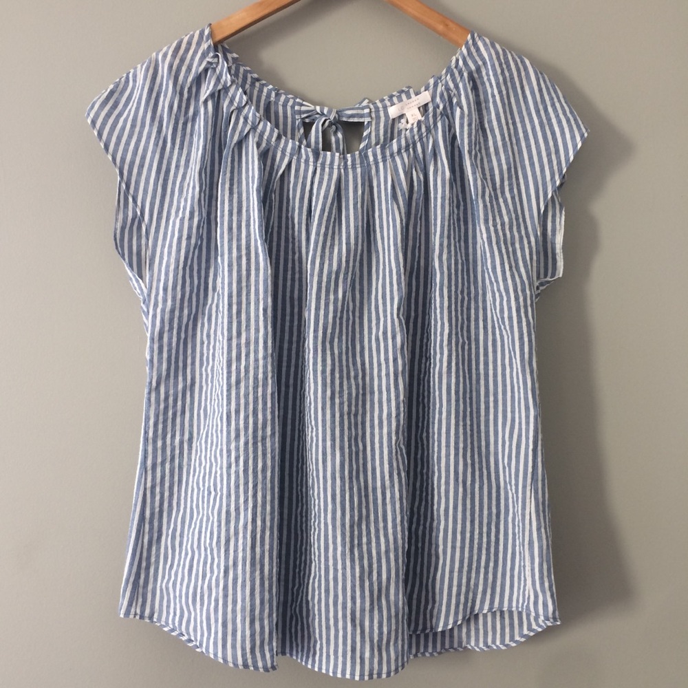 Lauren Conrad Striped Pleated Blouse W/Back Tie XL